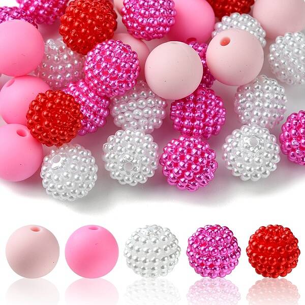 DIY Round Silicone & Acrylic & Berry Beads Making Findings Kits