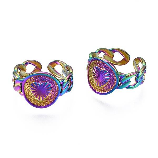 304 Stainless Steel Chunky Heart Cuff Ring