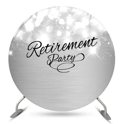 Aperturee Metal Texture Glitter Bokeh Circle Retirement Backdrop | Round Birthday Backdrop Cover | Custom Round Backdrop | Ro...