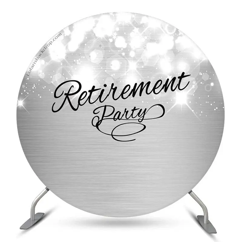 Aperturee Metal Texture Glitter Bokeh Circle Retirement Backdrop | Round Birthday Backdrop Cover | Custom Round Backdrop | Ro...