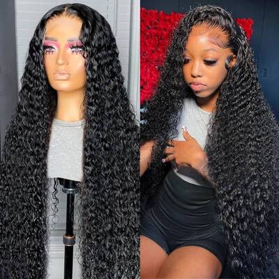 28-38inch 13x4 HD Lace Frontal Wig Ashimary Long Human Hair Water Wave Lace Wigs