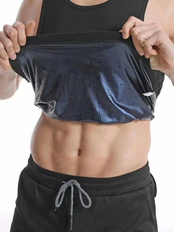 Men's Plain Round Neck Sports Tank Top, Sport Sleeveless Sweat Sauna Top, Waist Trainer Vest, Sweat Workout Trimmer, Summer...