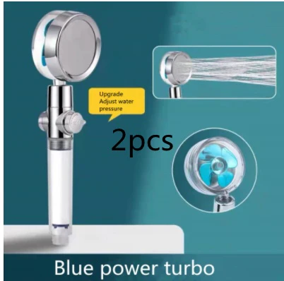 Shower Head Water Saving Flow 360 Degrees Rotating With Small Fan ABS Rain High Pressure Spray Nozzle Bathroom Accessories | ...