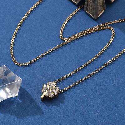 304 Stainless Steel Crystal Rhinestone Pendant Cable Chain Necklaces for Women