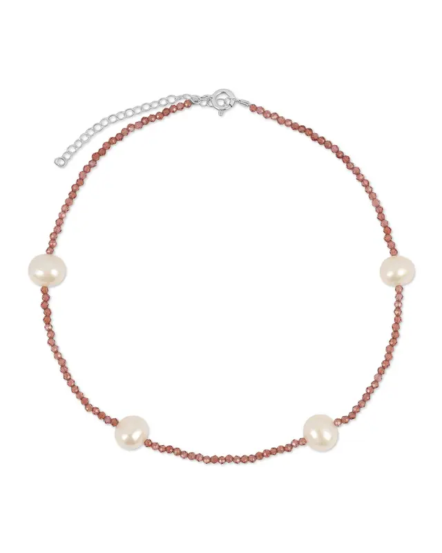 Grady Anklet - Multiple Colors | Metal Color: Silver | Gemstone: Garnet