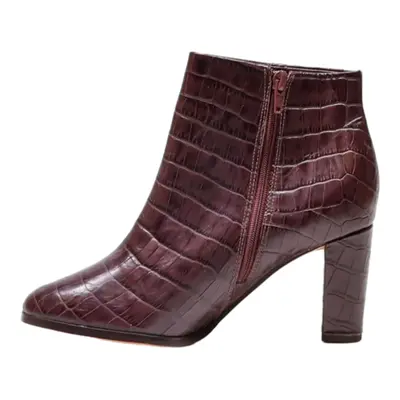 CLARKS Ankle Boots Purple Leather Womens UK 4