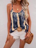 Women's Striped Print Adjustable Strap Cami Top, Casual Comfort Sleeveless Spaghetti Strap Backless Tops for Summer, Lad...