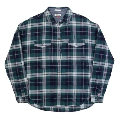 TOMMY HILFIGER Womens Shirt Blue Check Long Sleeve XS