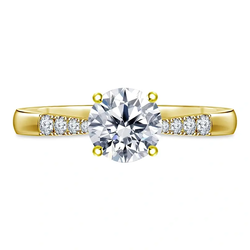 10K Gold 0.5 to 3 CT Round Lab Created Diamond Custom Wedding Ring D Color VVS1-VS1 Clarity 3EX