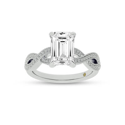 York Infinity Shank Emerald Cut Lab Grown Diamond Engagement Ring | 10K White Gold 2 1/2 CT. TW.