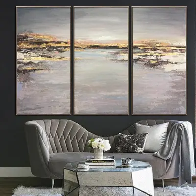 Gold Leaf Painting Large Oil Original Canvas Abstract Acrylic Art | HEALING WATER