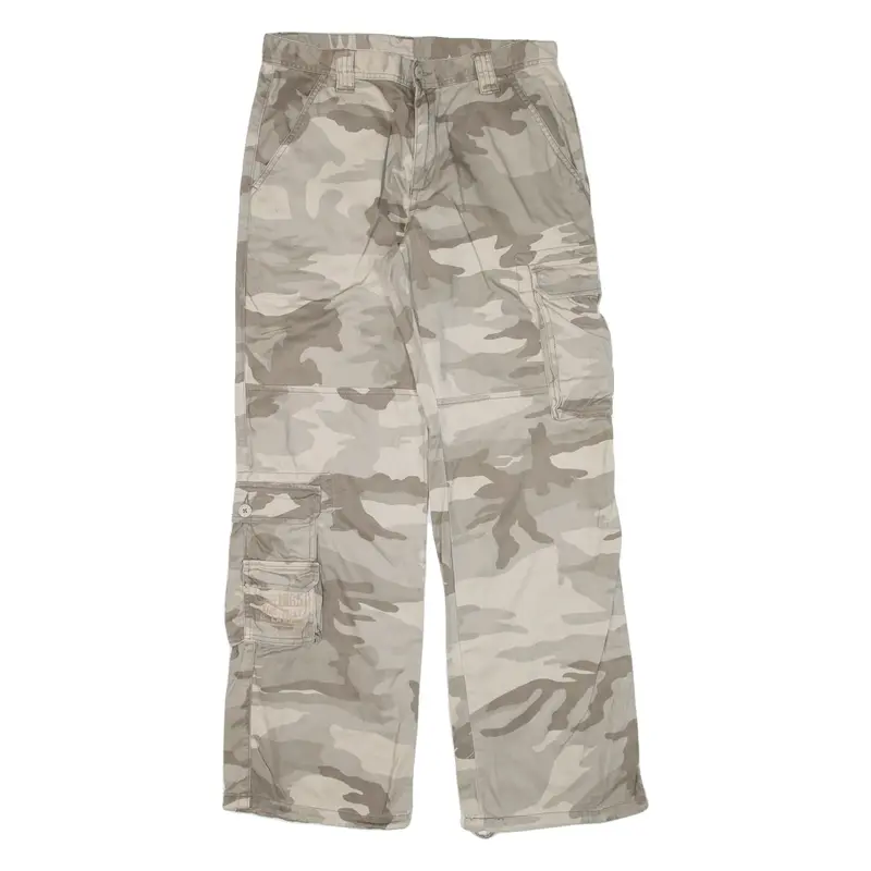 AUTHENTIC STYLE Cargo Camo Womens Trousers Green Loose Straight W32 L32