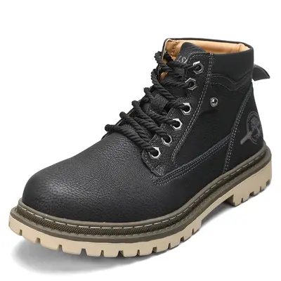 Men's Waterproof Chukka Boots High Top Comfy Leather Casual Ankle Boots For Men