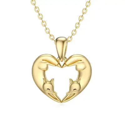 14K Gold Fox Pendant Necklace