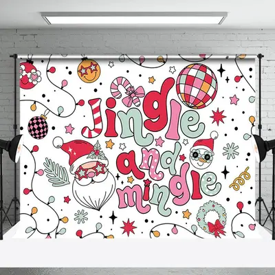 Aperturee White Red Jingle And Mingle Merry Christmas Backdrop | Christmas Photo Backdrop | Christmas Background Photography ...