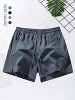 Men's Regular Fit Solid Zipper Waistband Gym Shorts, Casual Comfy Breathable Shorts for Daily Outdoor Wear, Men's Bottoms for...