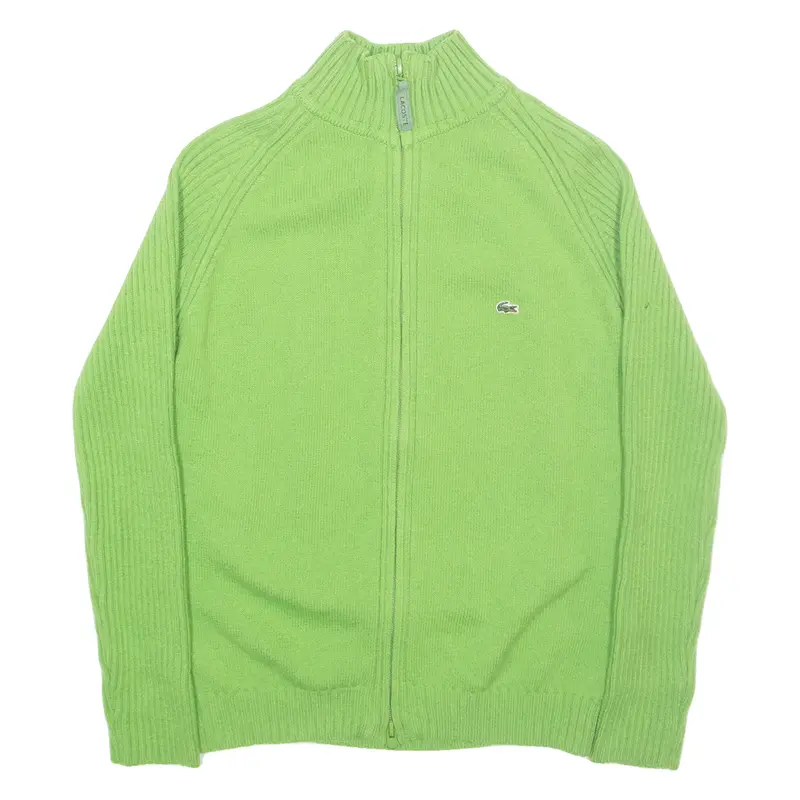 LACOSTE Womens Jumper Green Tight Knit XS
