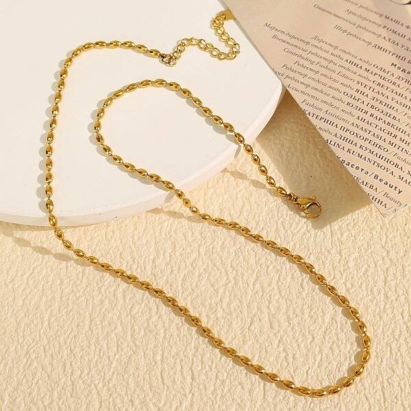 304 Stainless Steel Rice Link Chain Necklaces for Women