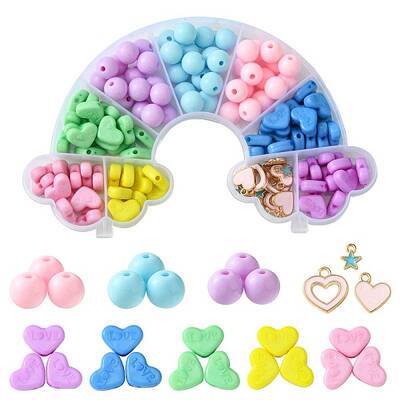 DIY Round & Heart Acrylic Beads Bracelets Jewelry Kits