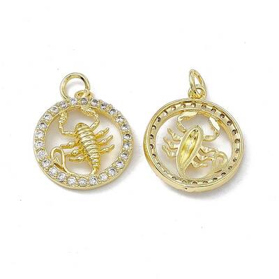 Real 18K Gold Plated Brass Micro Pave Clear Cubic Zirconia Pendants