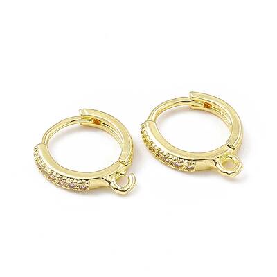 Brass Micro Pave Cubic Zirconia Hoop Earring Findings