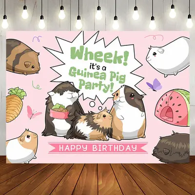 Wheek Its A Guinea Pig Party Happy Birthday Backdrop - Aperturee