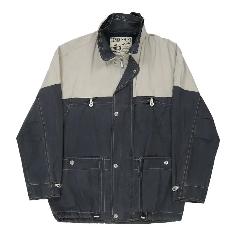 Made in Italy Henry Sport Jacket - Medium Navy Cotton Blend