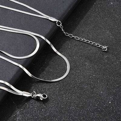 304 Stainless Steel Flat Snake Chain Double Chain Necklaces