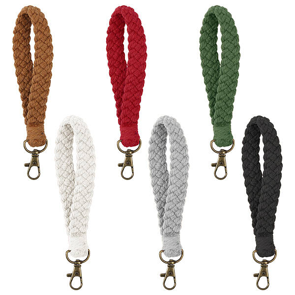 6Pcs 6 Colors Cotton Braided Wristlet Straps