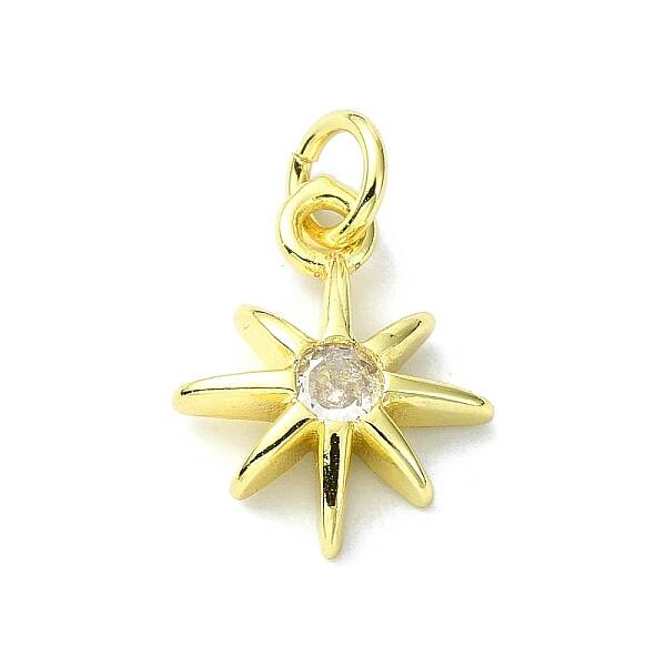 Brass Micro Pave Clear Cubic Zirconia Charms