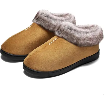 Mishansha Womens House Shoes 2024 Memory Foam Suede Moccasin Slippers Winter Warm Fleece Lined Home Shoes Anti-Skid Rubber So...