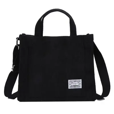 Women's Solid Patched Large Capacity Corduroy Tote Bag,Simple Design Handbag,Casual Large Capacity Crossbody Bag with Adjusta...