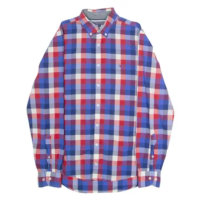 TOMMY HILFIGER New York Fit Mens Shirt Blue Check Long Sleeve M