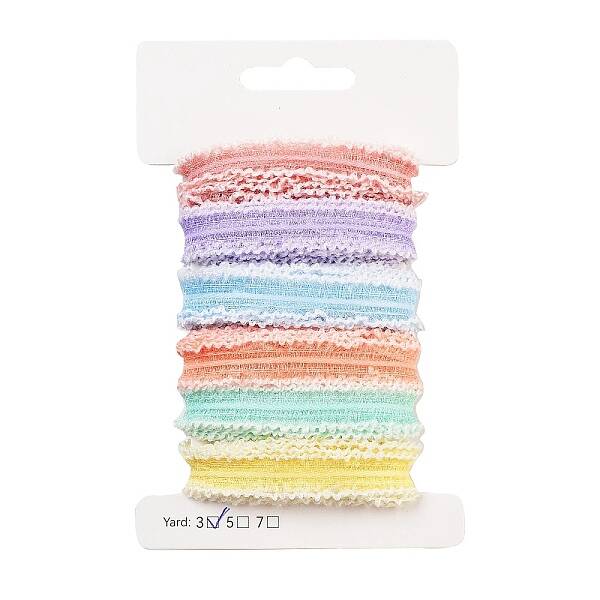 18 Yards 6 Colors Polyester & Polycotton Pleated Ribbons Sets