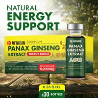 Premium Panax Ginseng Root Extract Extra Strength 8000mg Energy Boost 0.35 fl oz 30 Bottles Natural Adaptogen for Mental Clar...