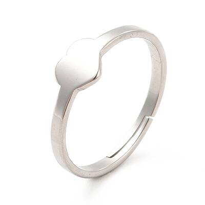 Non-Tarnish 201 Stainless Steel Heart Adjustable Ring for Women
