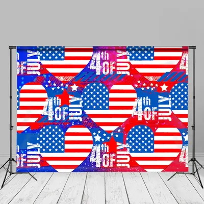 4th July Usa Flag Hearts Independence Day Backdrop - Aperturee