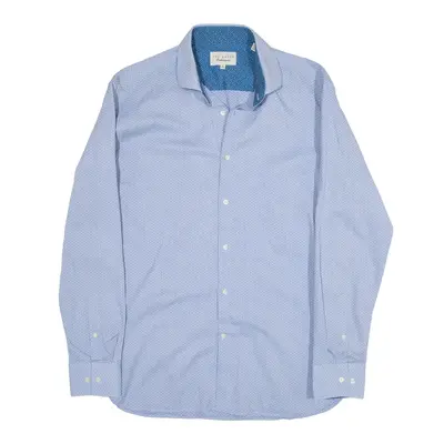 TED BAKER Endurance Shirt Blue Geometric Long Sleeve Mens L