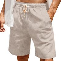 COOFANDY Men's Linen Casual Elastic Waist Drawstring Summer Beach Shorts Fabric Menswear Pants Soft Breathable Classic Denim ...