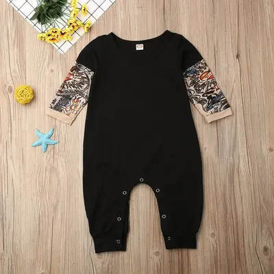 Baby Boys Girls Tattoo Sleeve Bodysuit Cotton Romper Infant Onesie Summer Outfit Clothes