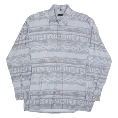 NICK TAYLOR Shirt Blue Crazy Pattern Long Sleeve Mens M