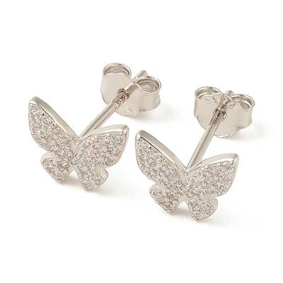 Clear Cubic Zirconia Butterfly Stud Earrings