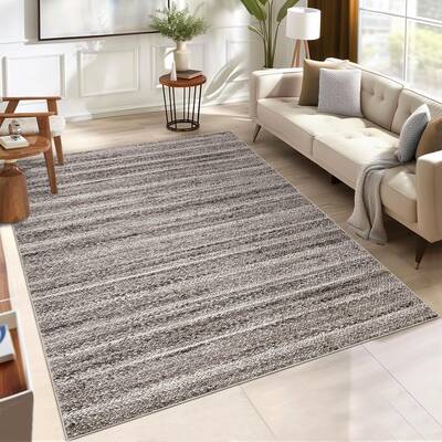 Garvee Modern Grey Camel 8x10 Rug Washable Area Rug Living Room Rug Bedroom Rug Grey Rug Modern Braided Print Rug Low Pile No...