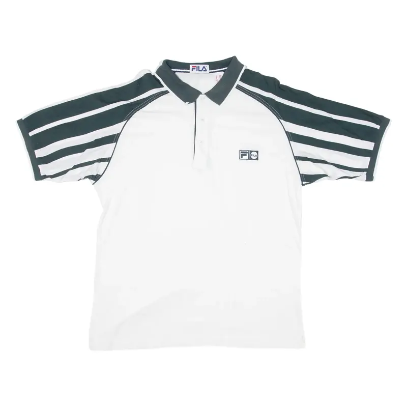FILA Mens Polo Shirt Green Striped L