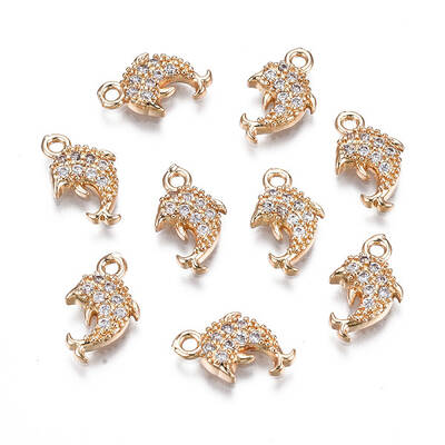 Brass Micro Pave Clear Cubic Zirconia Charms