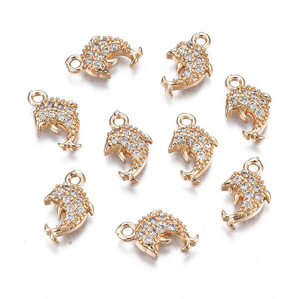 Brass Micro Pave Clear Cubic Zirconia Charms