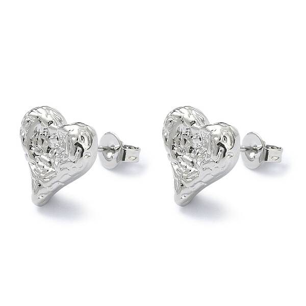 Brass Heart Stud Earrings for Valentine's Day