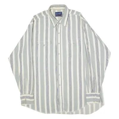 WRANGLER Western Mens Shirt Grey 90s Striped Long Sleeve 2XL