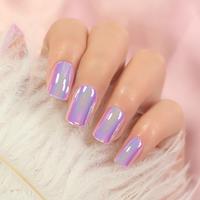Purple Chrome Fake Nails with Nail File & Tape, 24pcs Press on Nails for Women & Girls DIY Nail Art, Elegant Stick on Nails K...