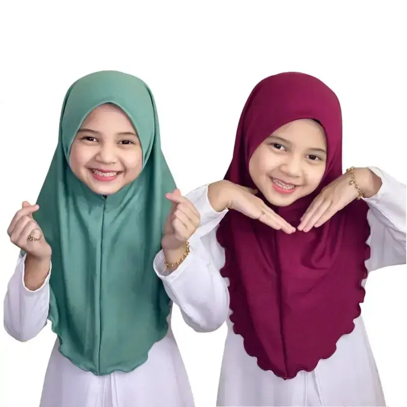 Ramadan Hijabs Scarf for Kids Girl 7 to 12 years old Muslim Islamic Shawls Soft Stretch Headscarf Malaysia Girl Children Hija...